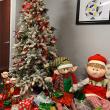Christmas holiday display with tree and elves, created by Interior Tropical Gardens